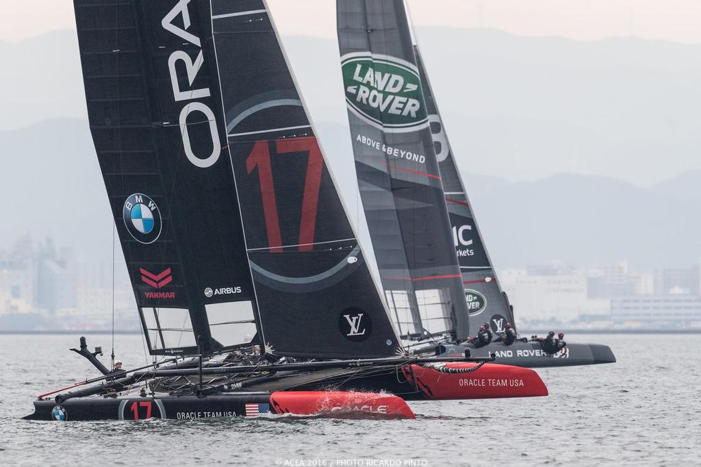 Oracle Team USA and lan Rover BAR - Louis Vuitton America's Cup World Series Fukuoka - Practice Day 0 &copy; ACEA / Ricardo Pinto http://photo.americascup.com/